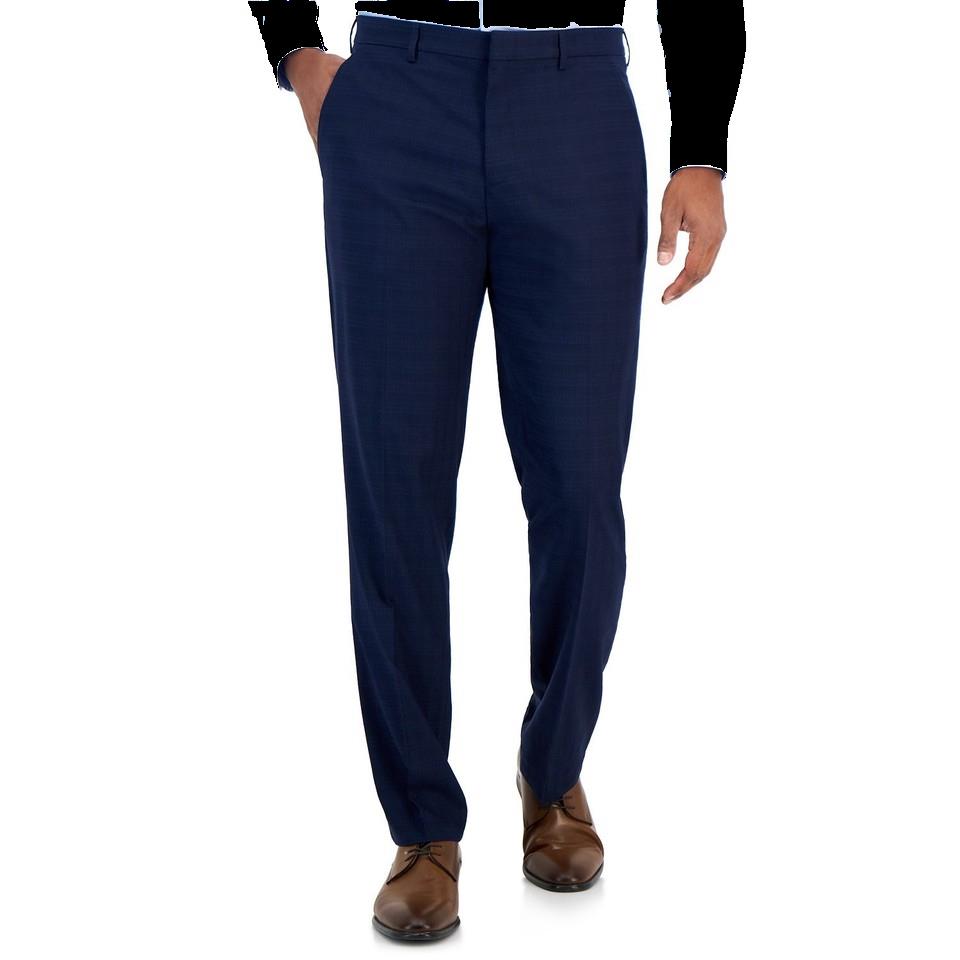 Perry Ellis Portfolio Mens Navy Check Slim Pants 30 X 32 $95 PTBFD040