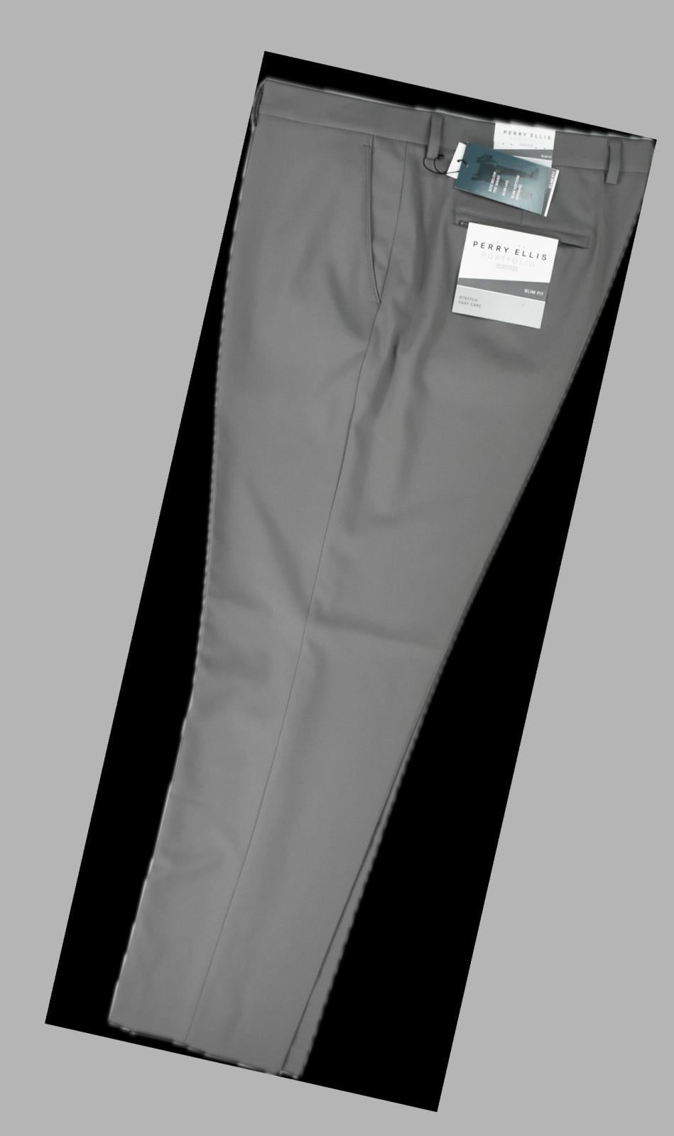 Perry Ellis Portfolio Mens Smoked Pearl Slim Pants 38 X 32 $95 PTBFD035