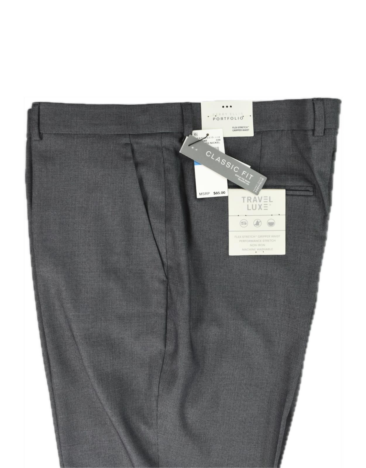 Perry Ellis Mens Classic Fit Nailhead Brushed Nickel Pants 40 X 30 5JFB0065