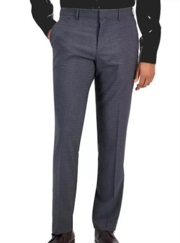 Perry Ellis Portfolio Mens Charcoal Gray Check Slim Pants 34 X 30 $95 PTBFD038