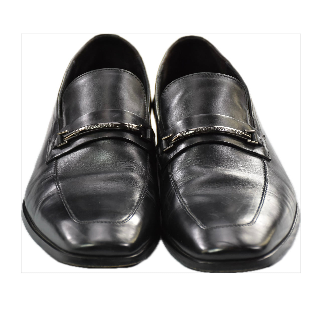 Hugo Boss Men's Black Leather Slip-On Loafers Shoes 12 USA MINT