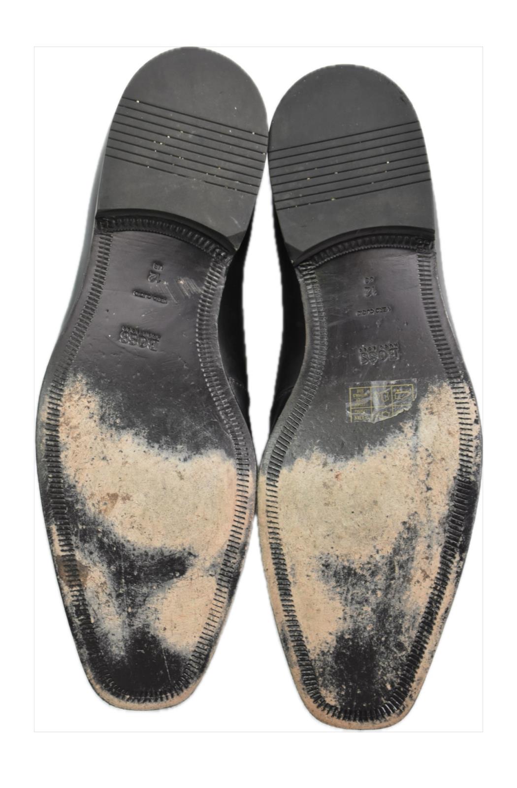 Hugo Boss Men's Black Leather Slip-On Loafers Shoes 12 USA MINT