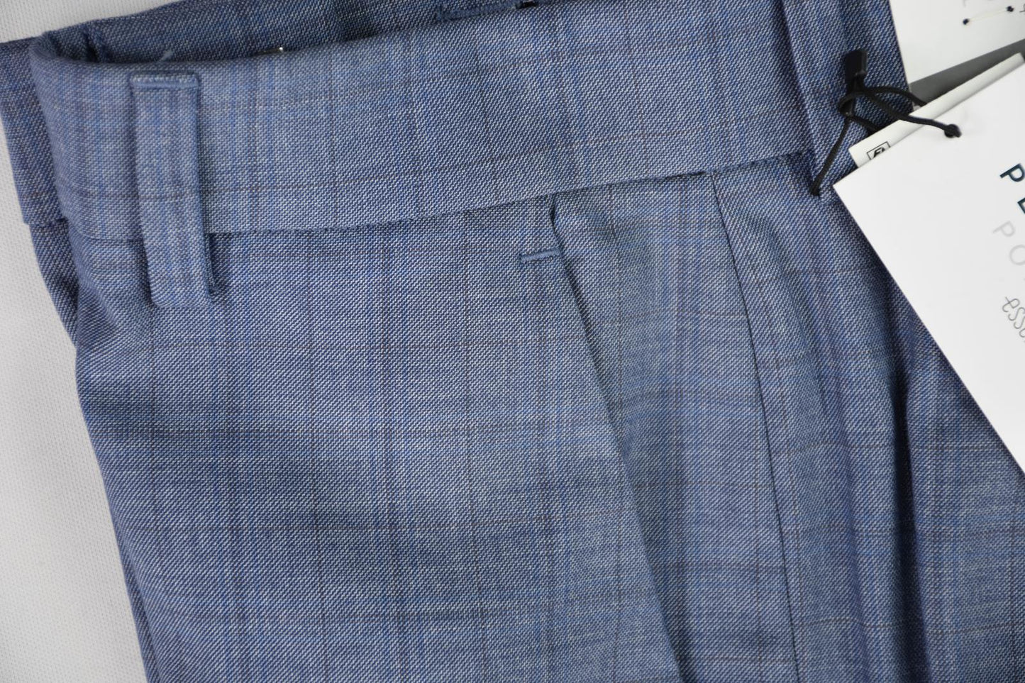 Perry Ellis Portfolio Mens Bay Blue Check Slim Pants 32 X 30 $95 5RSB0038