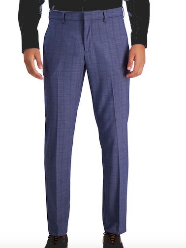 Perry Ellis Portfolio Mens Bay Blue Check Slim Pants 32 X 30 $95 5RSB0038