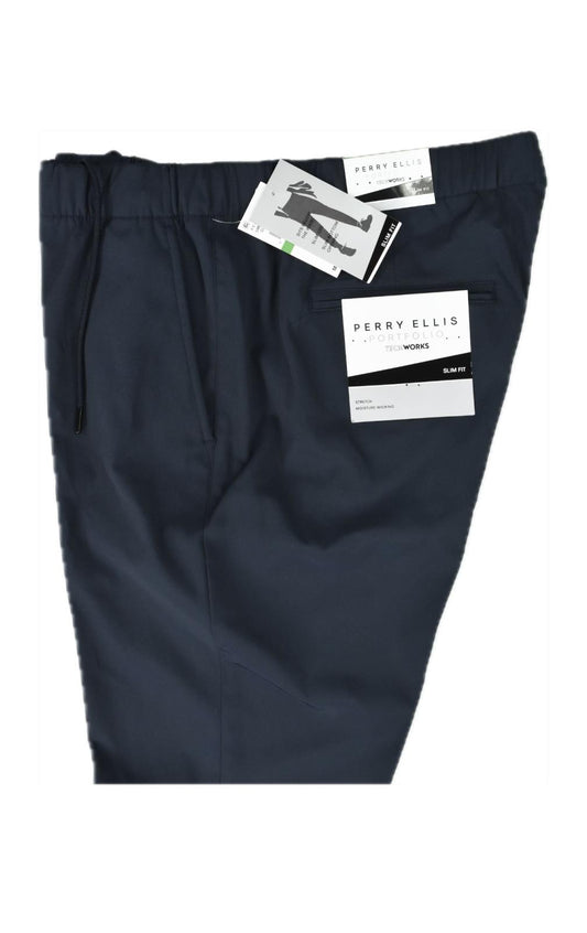 Perry Ellis Portfolio Men's Slim Drawstring Techworks Pants L 5RFB0138
