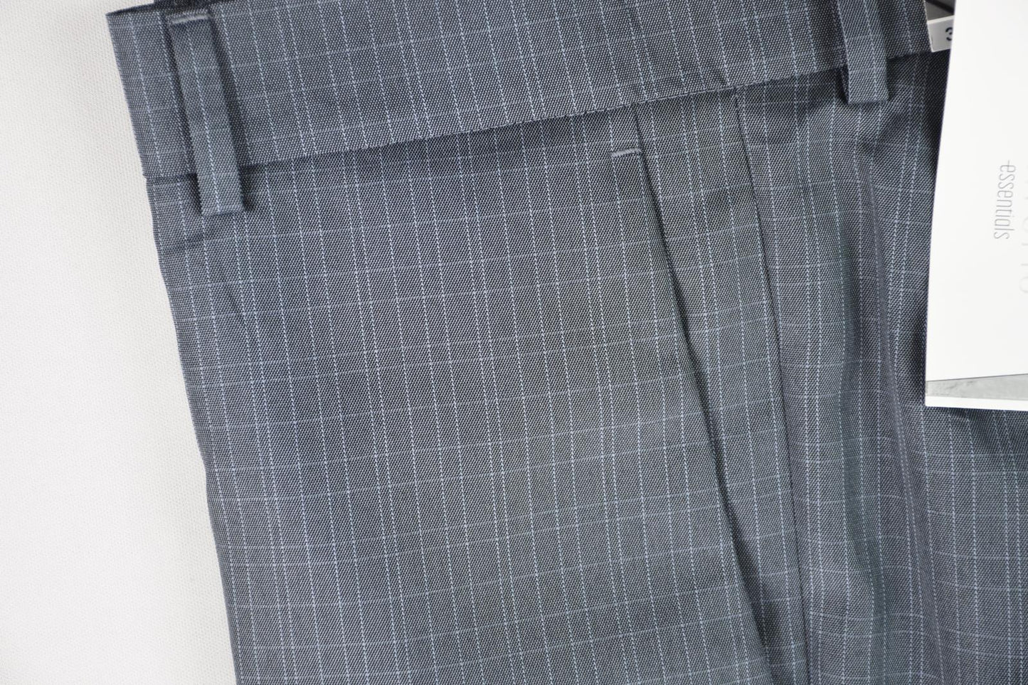 Perry Ellis Portfolio Mens Mid Gray Check Slim Pants 34 X 32 $95 PTBSD026
