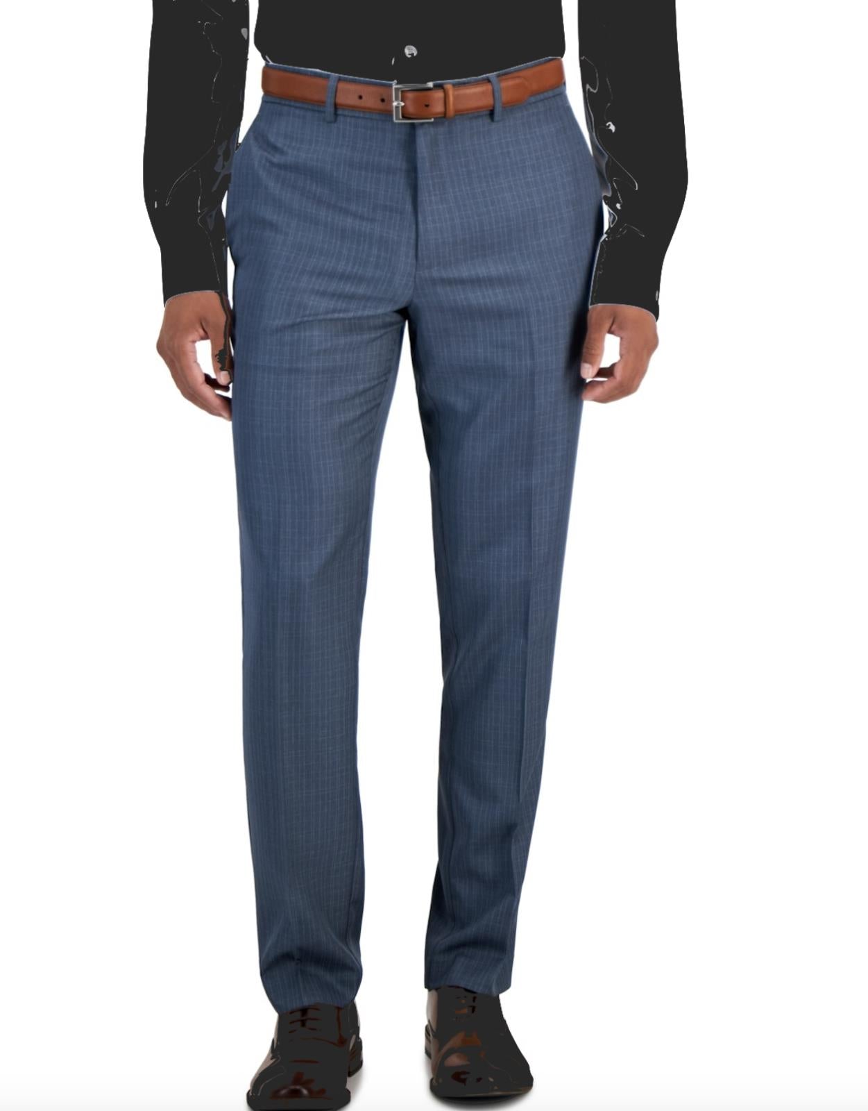 Perry Ellis Portfolio Mens Mid Gray Check Slim Pants 34 X 32 $95 PTBSD026