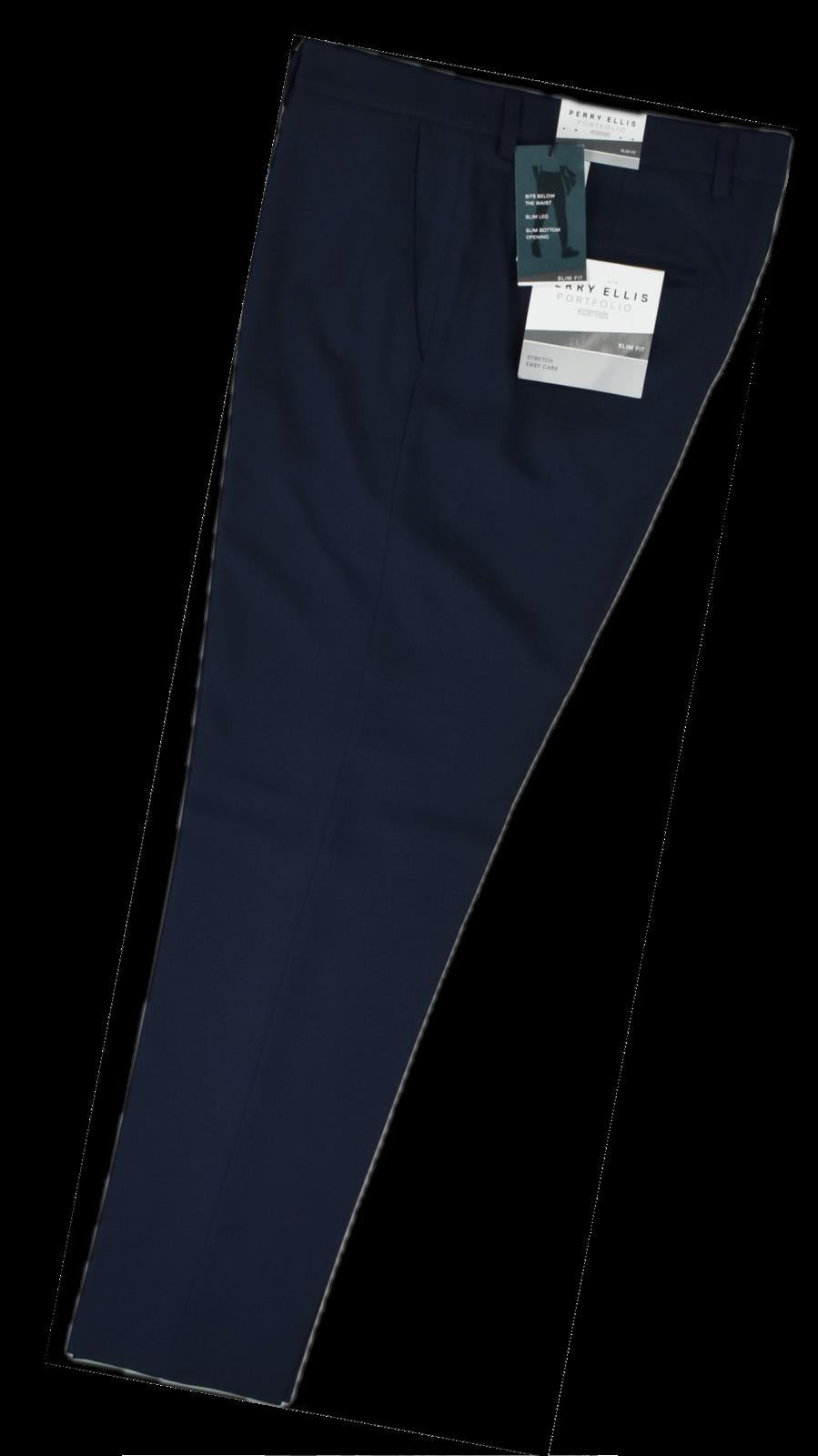 Perry Ellis Portfolio Mens Navy Slim Pants 34 X 34 $95 PTBFD035