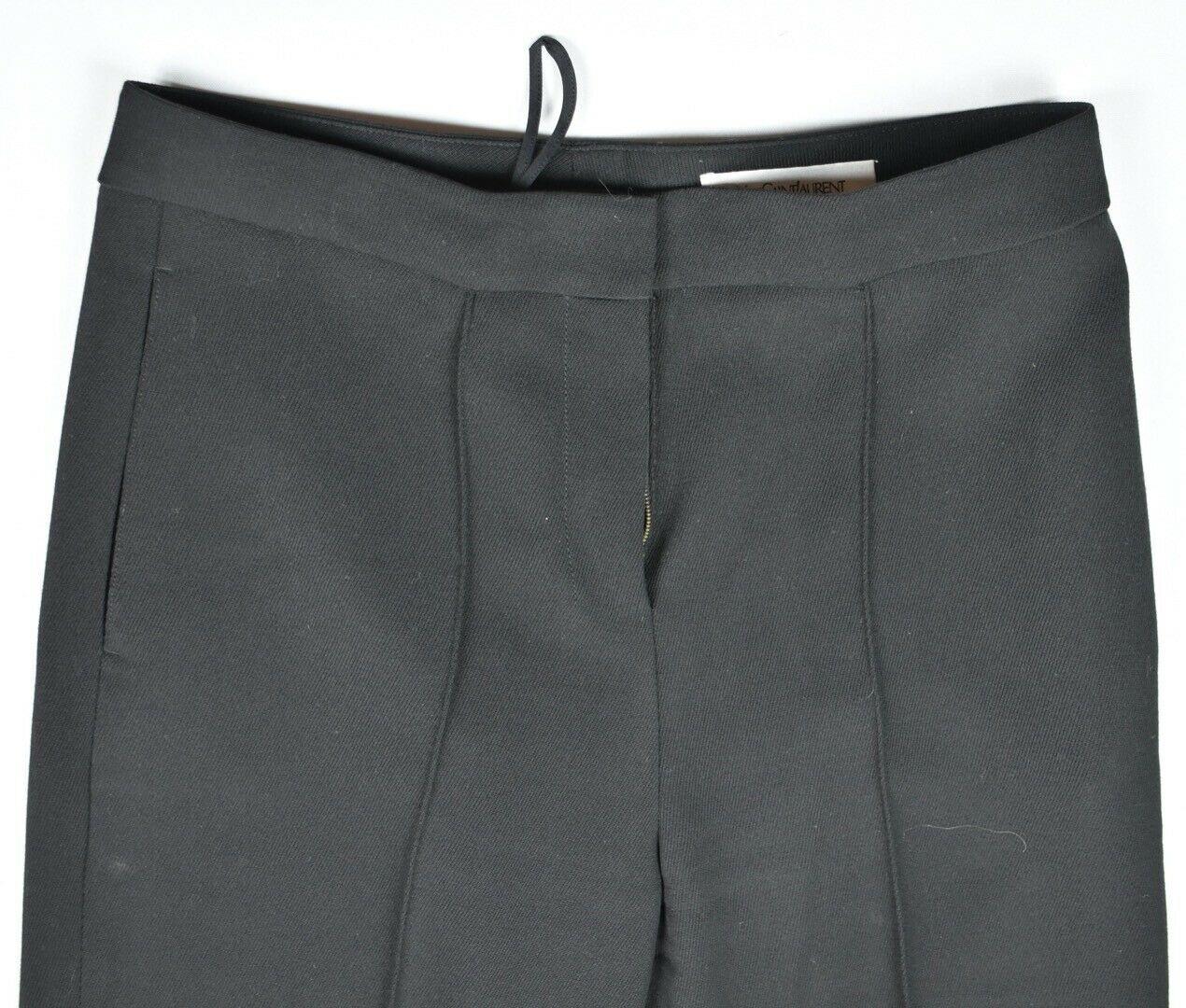 Yves Saint Laurent Women's High Waist Wide Leg Wool Twill Pants Size 40 Mint