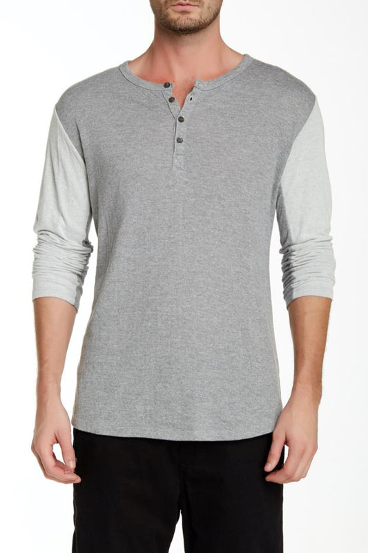 Cohesive & Co. Men's Gray Kona Colorblock Henley Shirt XL New $90 BLM2-73