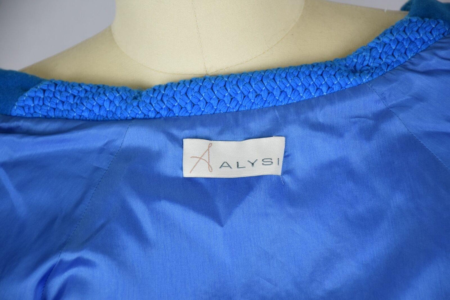 Alysi Women's Wool Mohair Alpaca Polyester Short sleeve Tweed Jacket Size 4