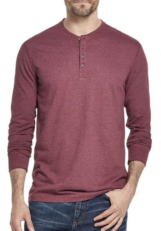 Weatherproof Vintage Men's Cabernet Heather Henley Sweater XXL New $44 MACY1-2