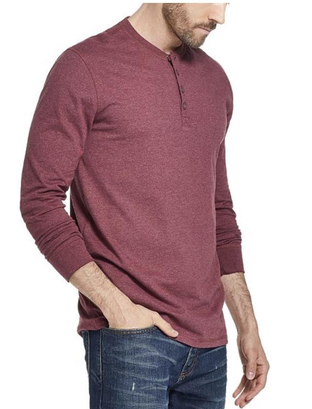 Weatherproof Vintage Men's Cabernet Heather Henley Sweater XXL New $44 MACY1-2