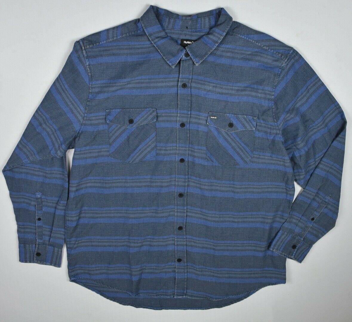 Hurley Men's Darian Long Sleeve Blue Shirt Size XXL New $55 MACY2-18