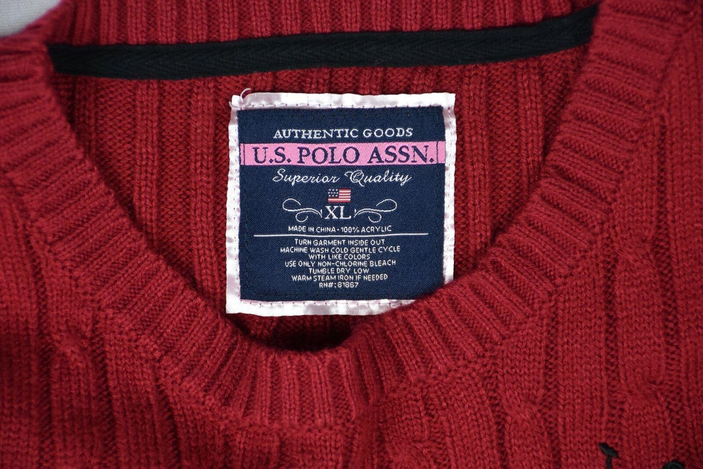 U.S. Polo ASSN. Women's Knit Acrylic Red Sweater Size XL