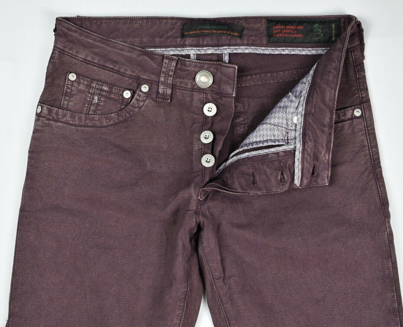 Barba Napoli Men's Plum Fancy Woven Pants Size 31/46 New $325