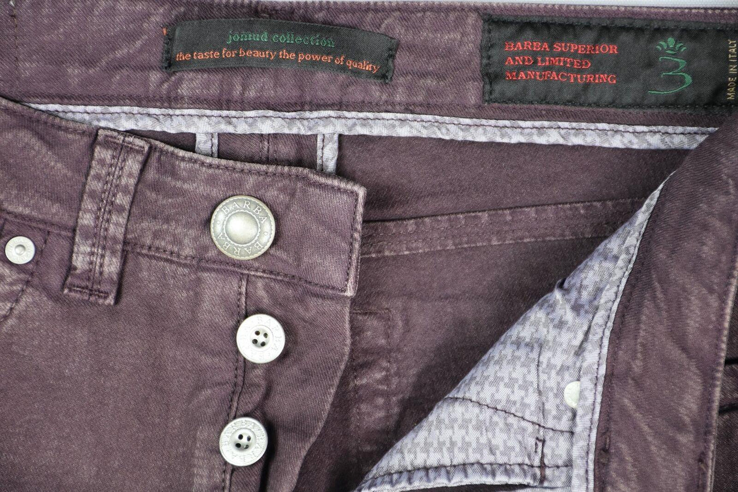 Barba Napoli Men's Plum Fancy Woven Pants Size 31/46 New $325