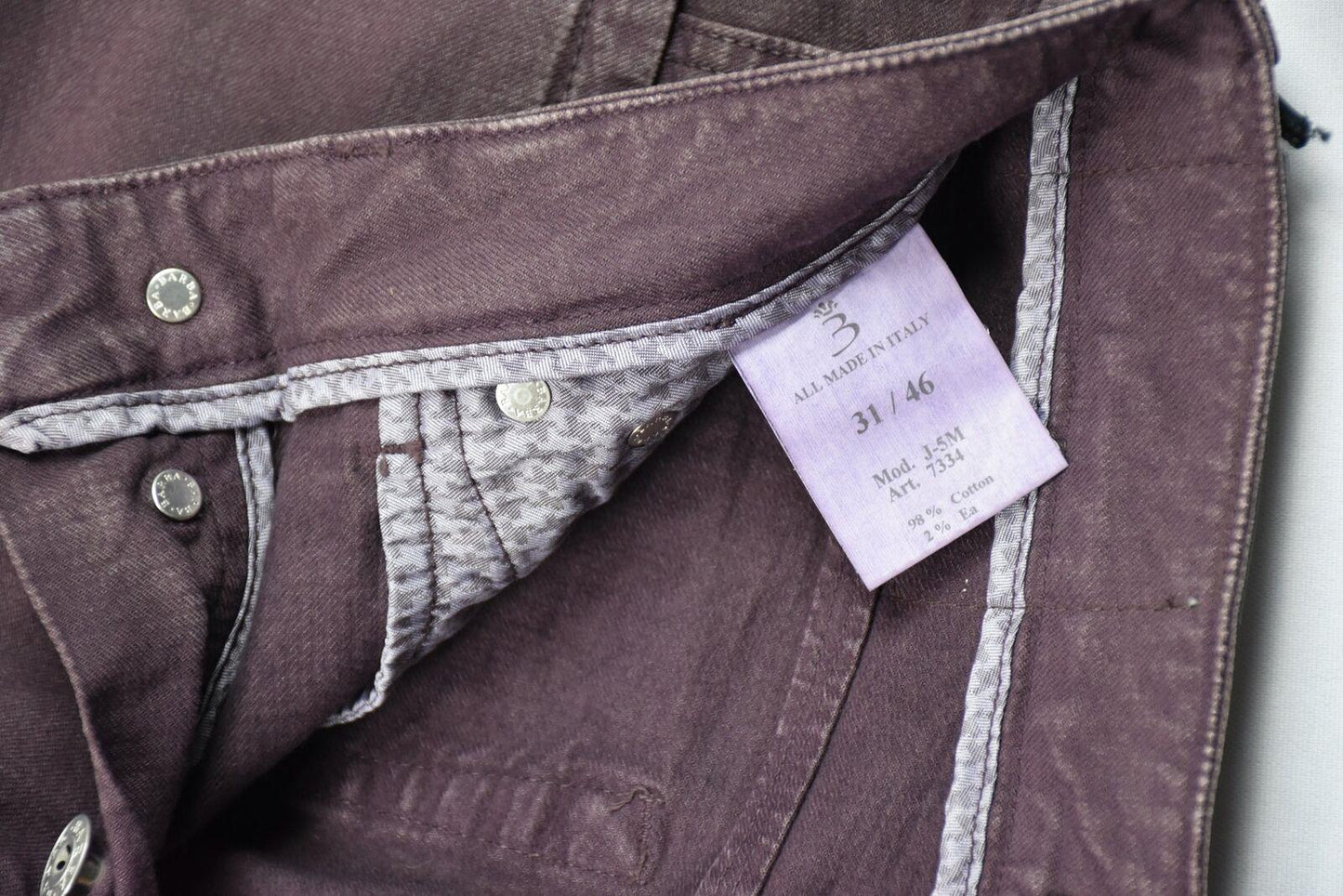 Barba Napoli Men's Plum Fancy Woven Pants Size 31/46 New $325