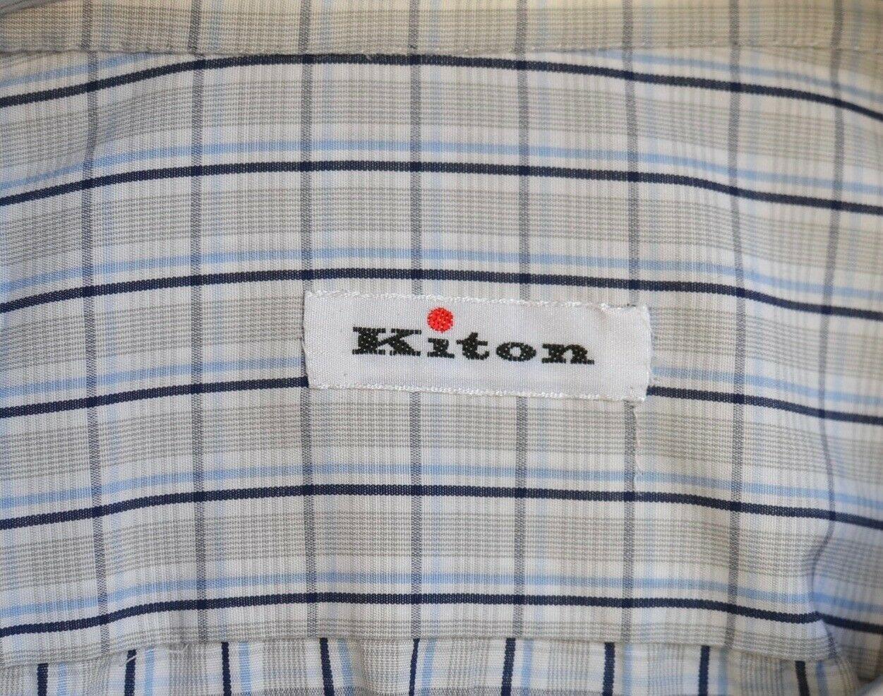 KITON Mens Handmade Multi Color Plaid Slim Dress Shirt Size 16.5 NEW $600