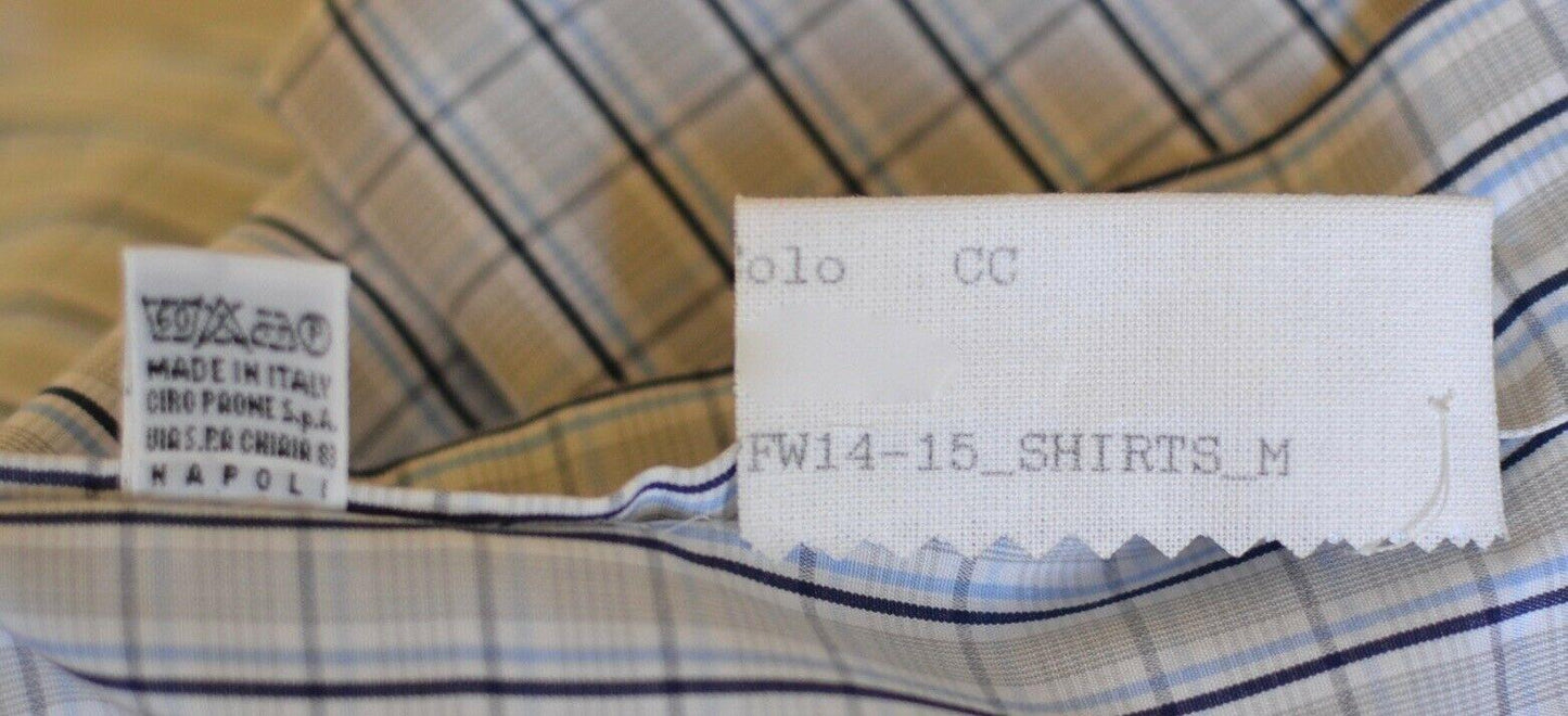 KITON Mens Handmade Multi Color Plaid Slim Dress Shirt Size 16.5 NEW $600