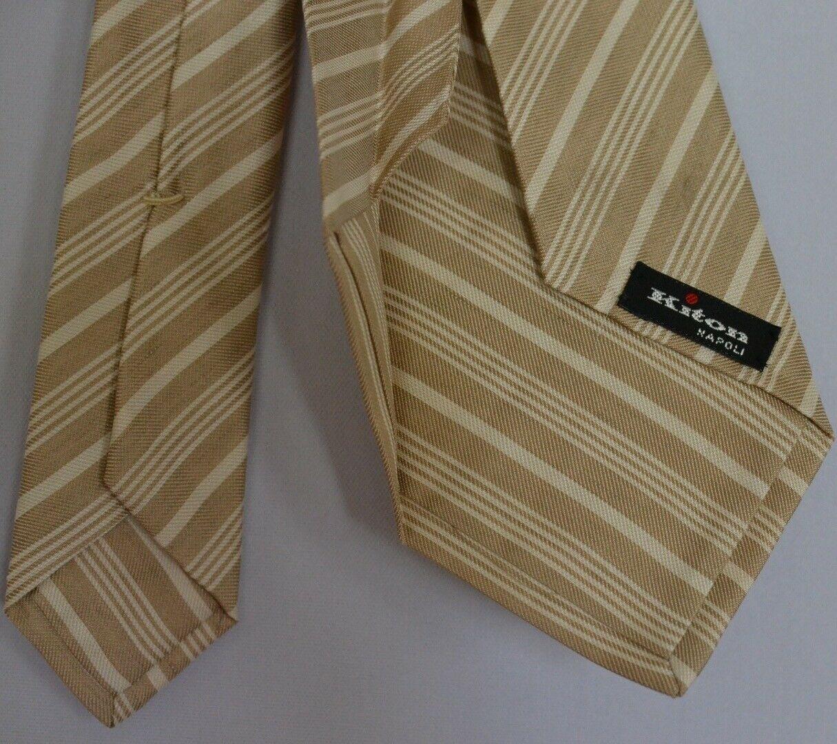 Kiton Napoli Mens 7 Fold Handmade Linen Tie NEW 59" X 3.5" SKU B33/4 $295