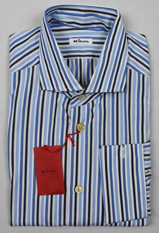 KITON Mens 2018 Handmade French Cuff Dress Shirt Size 16.5 NEW $750 SKU9-13