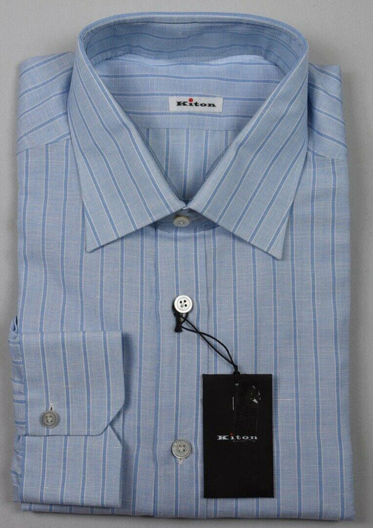 KITON Mens 2018 Handmade Linen Cotton Dress Shirt Size 15.75 NEW $750 SKU9-11