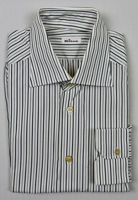 KITON Mens 2018 Handmade Stripe Dress Shirt Size 15.75 NEW $750 SKU-9/13