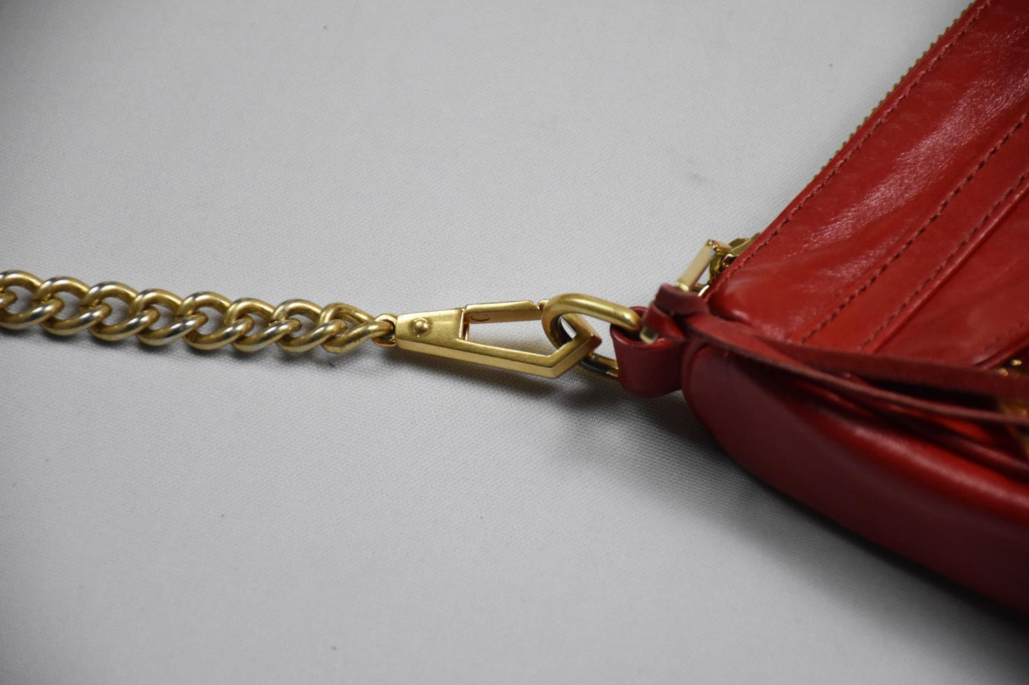 Rebecca Minkoff Women's Red Leather Crossbody Chain Strap Purse Bag MINT DBIN5