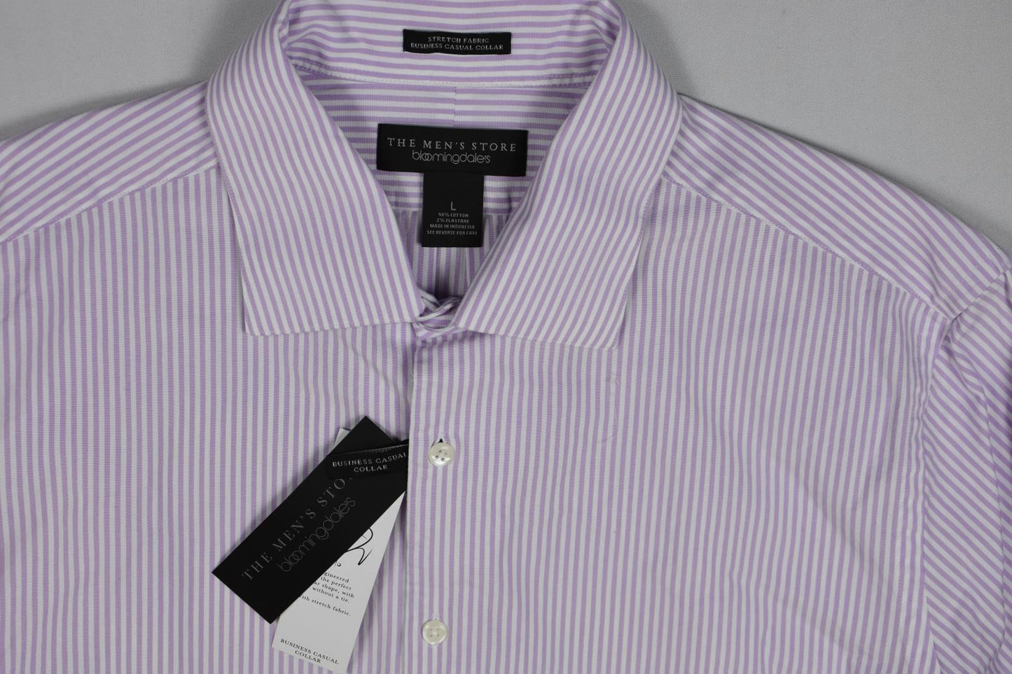 The Men's Store At Bloomingdale's Stripe Purple Shirt L New $98 BLM6-13