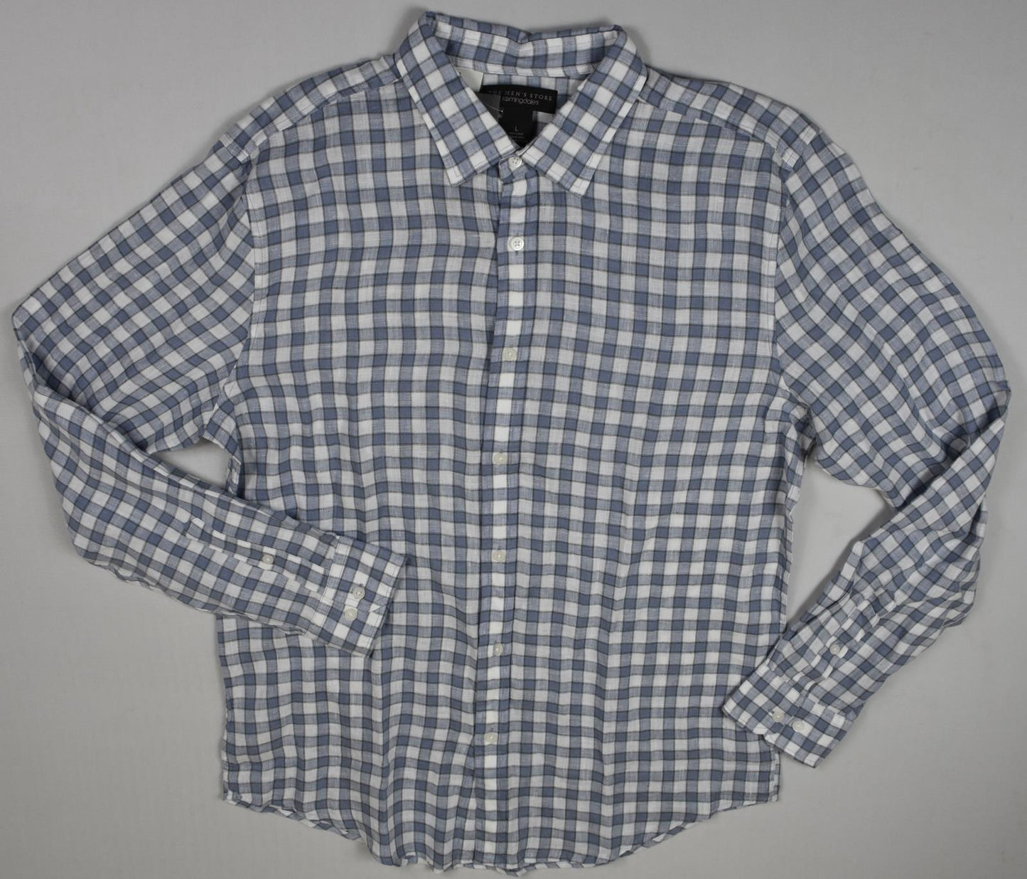 The Men's Store Bloomingdales Linen Check White Combo Shirt L New $98 BLM6-15