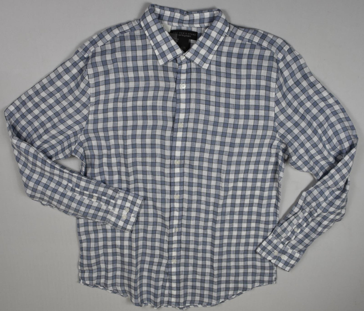 The Men's Store At Bloomingdales Linen Check White Combo Shirt S New $98 BLM8-8