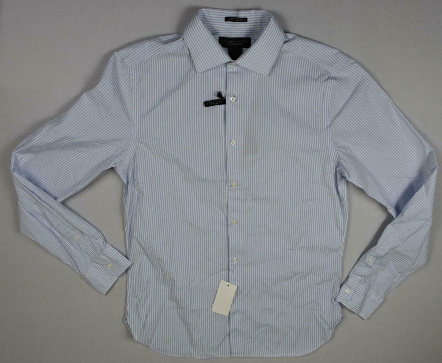 The Men's Store At Bloomingdale's Stripe Light Blue Shirt L New $98 BLM6-13