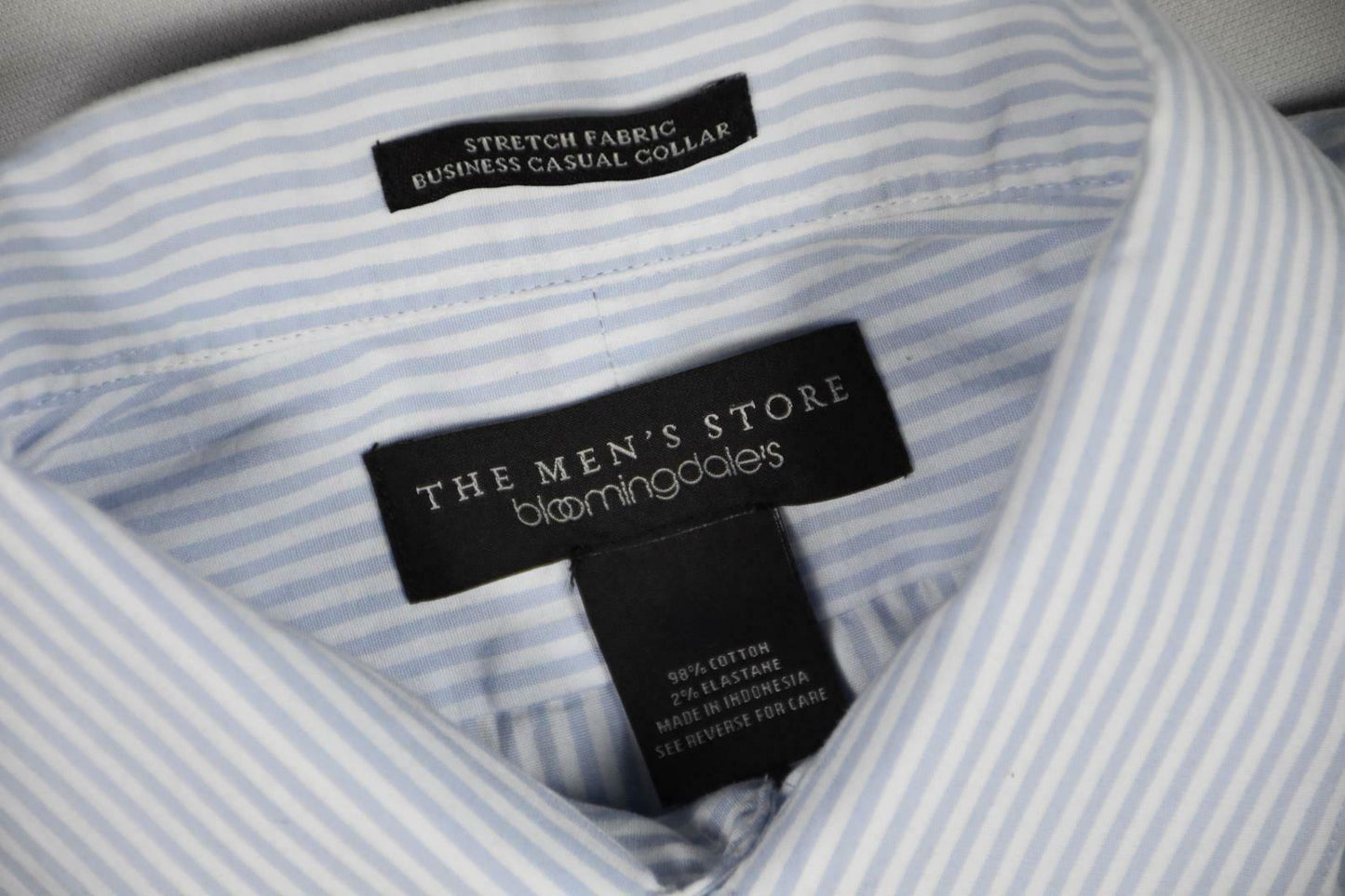 The Men's Store At Bloomingdale's Stripe Light Blue Shirt L New $98 BLM6-13