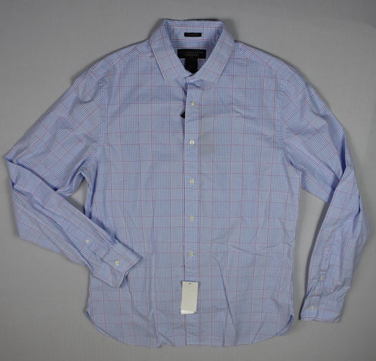 The Men's Store At Bloomingdale's Stretch Plaid Purple Shirt Sz S New $98 BLM8-4