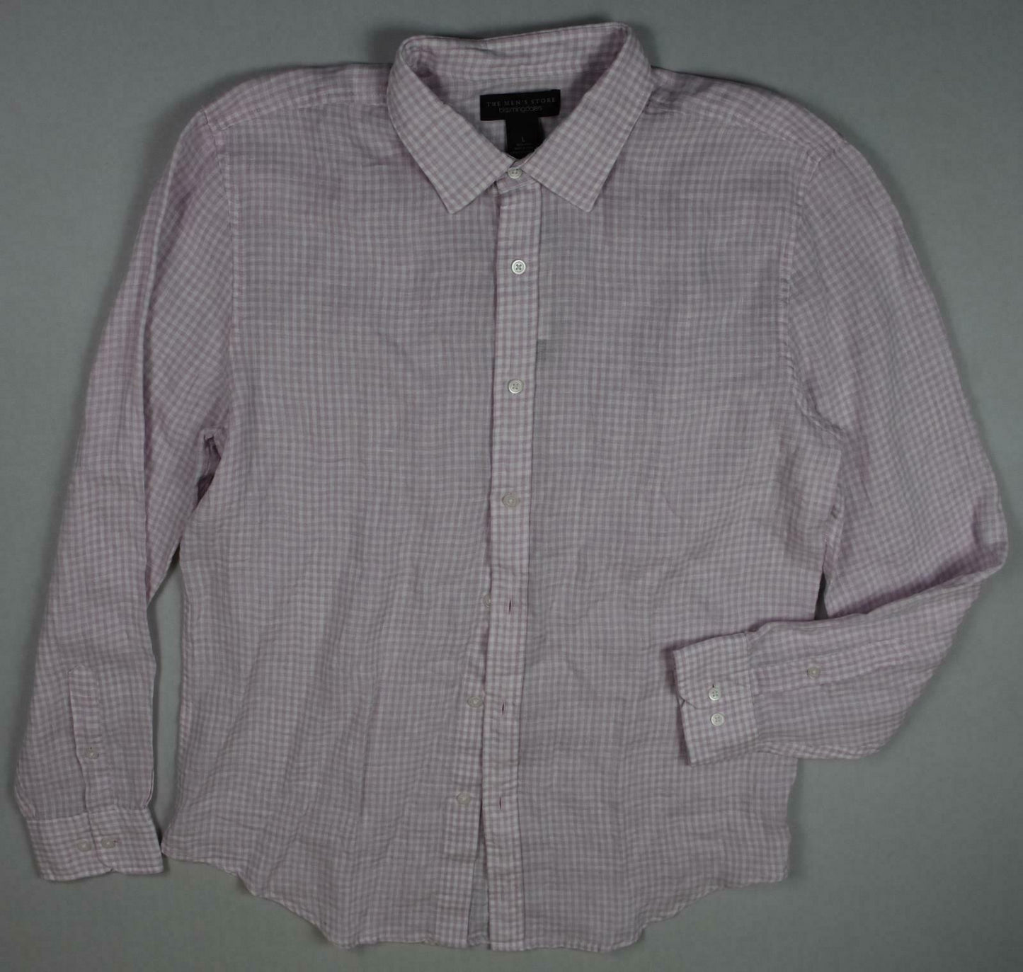 The Men's Store At Bloomingdales Linen Check White Pink Shirt S New $98 BLM8-8