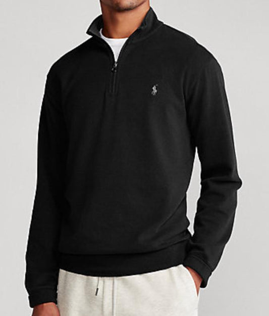 POLO RALPH LAUREN Men's Jersey Knit 1/2 Zip Pullover Black Sz S $90 BLM12