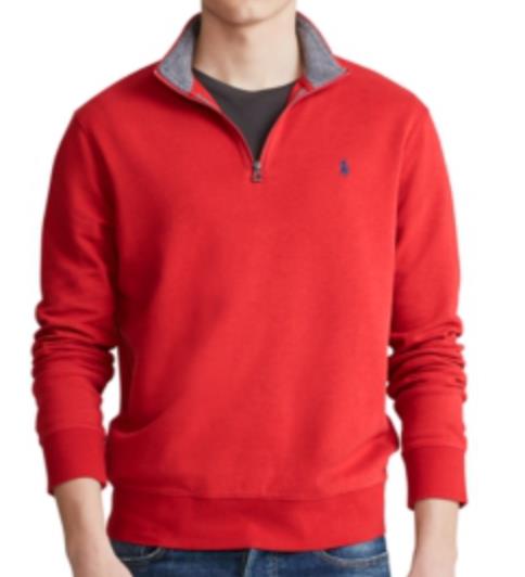 POLO RALPH LAUREN Men's Jersey Knit 1/2 Zip Pullover Red Size S NEW $90