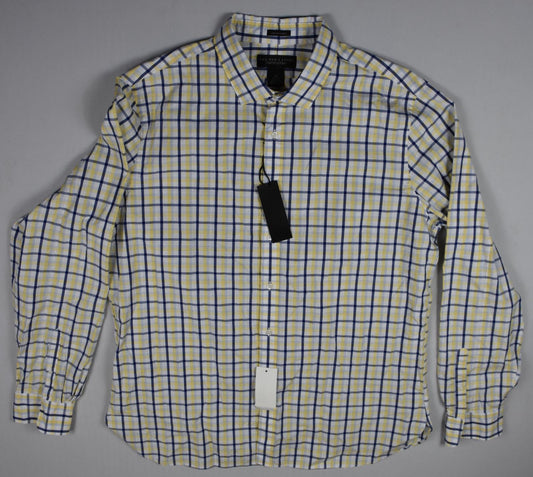 The Men's Store At Bloomingdale's Yellow Multi Plaid Shirt Sz M New $98 BLM9-2