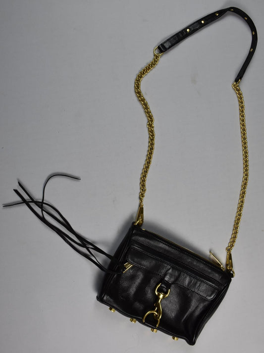 Rebecca Minkoff Women's Black Leather Shoulder Chain Strap Purse Bag DBIN6-1