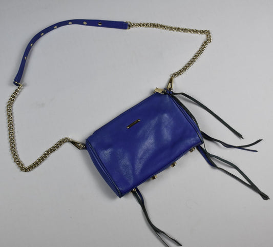 Rebecca Minkoff Women's Blue Leather Shoulder Chain Strap Purse Bag DBIN6-3