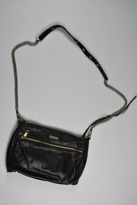 Rebecca Minkoff Women's Black Leather Shoulder Chain Strap Purse Bag DBIN6-4