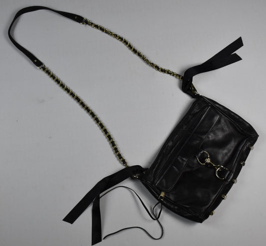 Rebecca Minkoff Women's Black Leather Shoulder Chain Strap Purse Bag DBIN6-6