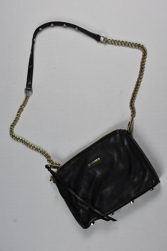 Rebecca Minkoff Women's Black Leather Shoulder Chain Strap Purse Bag DBIN6-7A