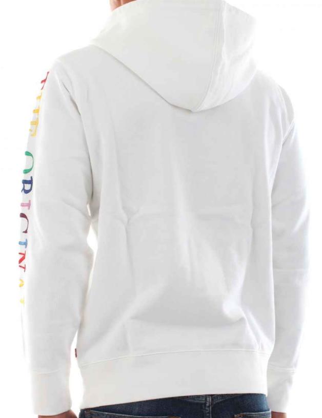 LEVI'S 90's LOGO HOODED PULLOVER WHITE SWEATSHIRT XL NEW $79 BLM-11