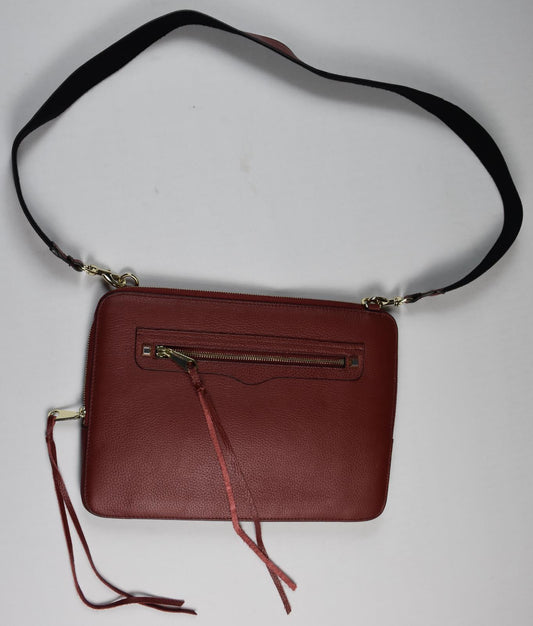 REBECCA MINKOFF Leather Laptop Bag Removable Strap Wine New Imperfect DBIN6