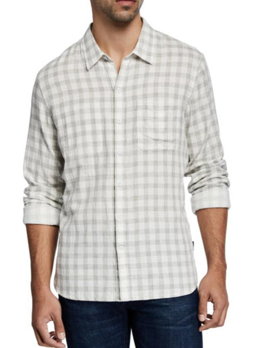 JOHN VARVATOS Neil Gingham Regular Fit Shirt M New $188 BLM12