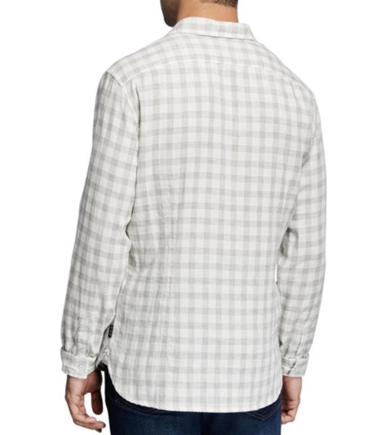 JOHN VARVATOS Neil Gingham Regular Fit Shirt M New $188 BLM12