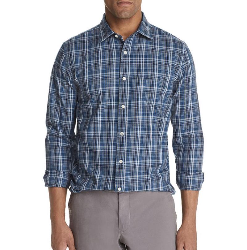 The Men's Store Bloomingdale's Plaid Classic Fit Shirt Navy Sz S New $98 BLM12