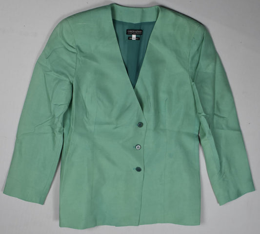 Giorgio Armani Vintage Women's Silk Blazer Jacket Coat Sz 44 Damaged